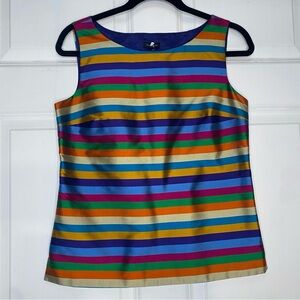 Talbots Multicolored Striped Silk Sleeveless Shell Tank Top High Neckline Size 2